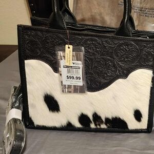 Chic Black and White Cowhide Tote
